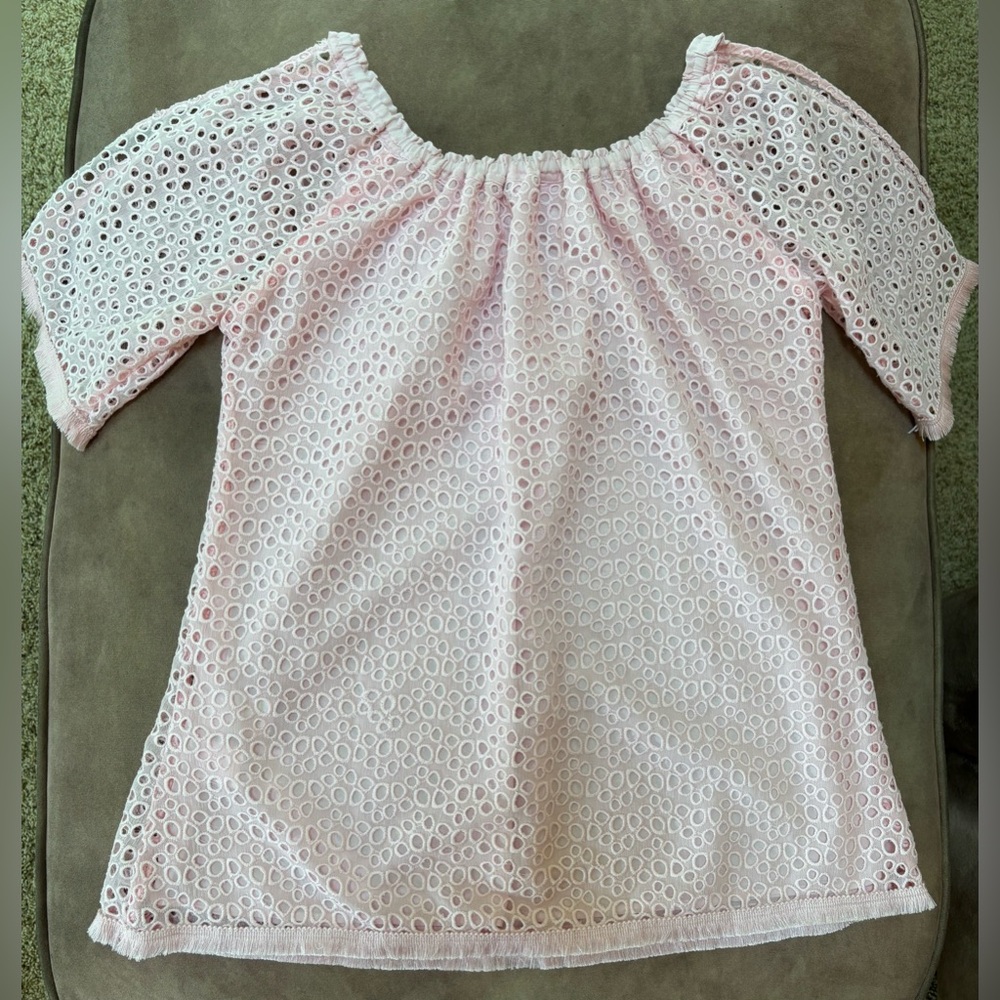 LILLY PULITZER Lillette Top In Paradise Tint pink Eyelet Crinkle Chiffon XXS